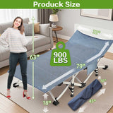 COLMERD 32In XXL Camping Cot Oversize Sleeping Cot with Comfortable Mattress Extra Large Camping Cots for Adults Cot Bed Include Carry Bag Portable Folding Bed Easy to Set Up Nap Office Indoor