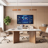 Tribesigns 5.25 ft Conference Table with White Glossy Sintered Stone Tabletop and Solid Wood Dual-Pedestal