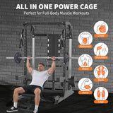 Garvee Power Cage, 2000LB Power Rack with Independent Dual Pulley System, Multi-Function Workout Cage Home Gym Workout Machine for Cable Crossover