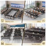 Folding Conference Room Table with Wheels,Modular Conference Tables Seminar Table with Grommet,Stability Enhancement,Fold Up Rolling Conference Table for Office (6, Black Gold Walnut, 55.2IN/140CM)