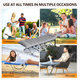 VINGLI Folding Camping Cot Bed,Camping Cots for Adults with Mattress, Foldable Cots for Sleeping with Pillow 1200D Layer Oxford for for Guest,Travel,Hiking Grey