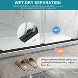 Frameless Shower Door with Soft-Close & Anti-Leak,5/16" (8mm) Double Sliding Shower Door,Nano Coating Anti-Explosion Film SGCC Tempered Glass 43"- 48" W x 76" H,Matte Black