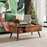 WLIVE Lift Top Coffee Table for Living Room,Small Coffee Table with Storage, Adjustable Shelf and Storage Compartment, Mid Century Modern Living Room Table, Wood, Rustic Brown