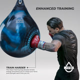 Aqua Training 190 lb. Punching Bag, 21" Water Filled Teardrop Shape for Boxers of All Skill Levels, Vinyl Construction, Ceiling Mount or Stand Compatible, UV Resistant, Black Eye – 2020136387