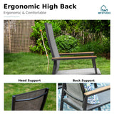 MFSTUDIO Stackable Patio Dining Chairs Set of 6, Aluminum & Textilene, Grey