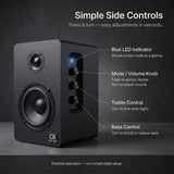 IBALL·BOX H1 Computer Speakers for Desktop PC, Monitor & Laptop, 60W Powered 2.0 Stereo with Bluetooth, 24-Bit USB-C DAC, Optical, 3.5mm AUX, Bass/Treble Control, Black
