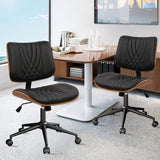 Desk Chair with Wheels, Adjustable Height Reading Chair, Leather Mid Back & Swivel Computer