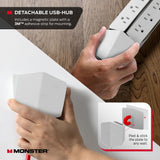 Monster Power Vertex Surge Protector with Detachable USB Power Strip (White, Power Vertex XL)