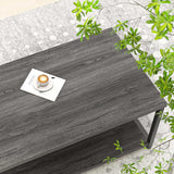 FOLUBAN Coffee Table with Storage, Modern Small Center Tables for Small Spaces, Rustic Wood and Metal Cocktail Table for Living Room, 39.3 Inch Dark Gray