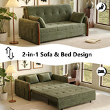 62.9" Pull Out Sofa Bed with Storage, Convertible Sleeper Sofa Green