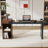 67 inch Executive Work Desk for Home Office Modern Office Desk with Storage Black Large Computer Desk Heavy Duty Study Writing Table Business