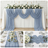 10 Pack Dusty Blue 17 x 108 Inch Cheesecloth Table Runner - Boho Gauze Sheer Fabric for Wedding Baby Shower Party Home Decor