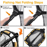 PLUSINNO Floating Fishing Net for Steelhead, Salmon, Fly, Kayak, Catfish, Bass, Trout Fishing, Rubber Coated Landing Net for Easy Catch & Release, Compact & Foldable for Easy Transportation & Storage