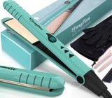Mnsyflns 2 in 1 Hair Straightener and Curler-15s Fast Heating Ceramic Flat Iron, LCD Temp Display, Wide Plates for Short/Long Hair, Portable Travel Straightener with Heat-Resistant Glove & Clips,Green