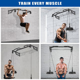 Kipika 48" Ceiling Mounted Pull Up Bar, Heavy Duty Multi-Grip Chin Up Bar, Mounted Pullup Bar, Adjustable Height, Pull Up Bands for Chin Ups & Body Stretching, Ideal for Home Gym and Strength Training (48" Pull Up Bar with 2 Pulleys)