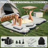 Chsuiwe SUV Air Mattress, Thickened Car Air Mattress with Electric Pump, Air Mattress for SUVs with 2 Pillows, Flocking Inflatable Bed for Cars, car Bed for SUV Trunk, Camping Road Trip (Gray)