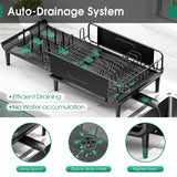 Large Extendable Dish Drying Rack, 16.93" to 26.57" Expandable Dish Rack for Kithen Counter, with Multifunctional Drainboard, Fits Any Sink, Heavy-Duty Steel Plate Drainer for Countertop Organization