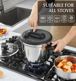 KOCH SYSTEME CS Stainless Steel Pressure Cooker 6.3QT, Olla de Presion, 3-in-1 Pressur Cookers, Easy One-Press Lock Button, Induction Compatible, with Glass Lid & Steamer
