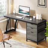 Tribesigns Computer Desk with 3 Drawers, 59-Inch PC Desk with Reversible Drawers, Industrial Study Writing Table Workstation with File Storage for Home Office (Grey)