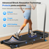 Foldable Treadmill with 10% Incline, 4 in 1 Compact Walking Pad Treadmill with Handle Bar for Home Small Spaces, 3.0HP Portable Quiet