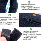 Cute Dog Poop Bag Holder with Hook-and-Loop Attachment, Double Layer Fabric Waste Bag Dispenser for Leashes, Includes Starter Roll for Easy Pet Cleanup (Navy Blue)