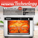 Gourmia French Door Air Fryer Oven - 37 Qt Large Capacity Convection Toaster Oven, FryForce 360°, Digital Display, 12 Cooking Presets, Dehydrate, Fits 13” Pizza, Dishwasher-Safe, Stainless Steel