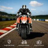 Liberty Imports 2.4G RC Remote Control Stunt Motorcycle with Riding Figure, 1:10 Scale High Speed Cross Country 360 Degree Rotation Drift Shockproof Racing Motorbike (Orange)