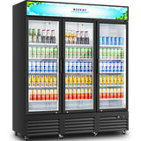 Commercial Merchandiser Refrigerator,3 Glass Door Commercial Beverage Refrigerator, Beverage Display Cooler with Soft LED Light, 53 Cu. Ft,Black