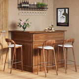 Tribesigns Bar Cabinet, L-Shaped Home Bar Table with Stemware Racks, 4-Tier Corner Bar Unit Liquor Wine Bar Table Reception Desk for Home Pub, Red Brown