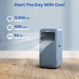 TOSOT 11,500 BTU (8,000 BTU SACC) Portable Air Conditioner WiFi Control, 3-in-1 Portable AC, Dehumidifier, Fan for Large Rooms Up to 400 sq ft, Easy Installation, AOMI Series, Steel Blue