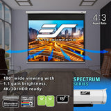 Elite Screens Spectrum 140-Inch Electric Motorized Projector Screen 4:3, 4K/8K UHD, Drop Down for Classroom & Office, Wall/Ceiling Mount, White Case, ELECTRIC140V2