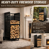 Cycayit 800 lbs Heavy-Duty Rolling Firewood Cart with Wheels, Vertical Log Storage Rack for Outdoor Fire Pit, Patio & Garage, All-Weather Rust-Proof Wood Holder for Garden & Camping (38”H)