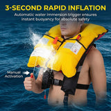 Snorkel Vest, Portable Inflatable Swim Vest Jackets for Snorkeling Swimming Diving Safety,Manual Inflatable Men's Women's Adjustable Vest for Swimming Fishing Outdoor Water Sports (330LB)(Black)