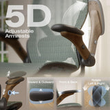 ELABEST X100 Ergonomic Mesh Office Chair with Footrest, Big and Tall Home Desk Chair with 5D Flip-Up Arms, Adjustable 3D Lumbar Support, Gaming & Executive Computer Chair (Forest Ranger)