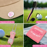 Funny Golf Gift Set for Women – Golf Accessories with 12oz Wine Tumbler, Club Brush, Divot Tool, Towel, Hat Clip & More