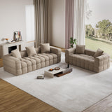 2 Pcs Modern Boneless Sofa for Living Room, Cloud Sectional,Light Brown