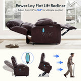 FLEXISPOT XL31-XL Oversized Power Lift Recliner for Elderly, 400 Lbs Heavy Duty Lay Flat Lift Chair with Extra Wide 27" Seat, Massage & Heat, Dual Motor Electric Recliner for Living Room, Dark-Brown