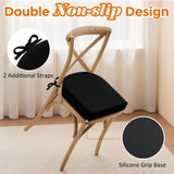 downluxe Chair Cushions for Dining Chairs, Memory Foam Linen Kitchen Chair Pads with Ties, Waterproof