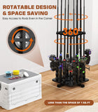Roylvan Fishing Rod Holders for Garage, 360° Rotating Vertical Fishing Rod Rack, Metal Fishing Pole Stand Holds 16 Rods, Fishing Gear Equipment Storage Organizer for Ground, Fishing Gifts for Men