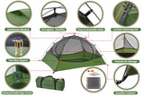 Clostnature Lightweight Backpacking Tent - 2 Person Ultralight Waterproof Camping Tent, 3 Season Large Size Easy Setup Tent for Family, Outdoor, Hiking and Mountaineering