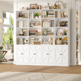 FACBOTALL 72.8" Large Bookshelf, Farmhouse Bookshelf with 8 Doors, White
