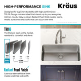 KRAUS Dex 33-inch Undermount 16 Gauge Stainless Steel Single Bowl Kitchen Sink, KA1US33B