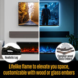 Westinghouse 50 Inch Electric Fireplace Heater, Compatible with Alexa & Google Home, Wall Mount or in-Wall Recessed Fireplace Insert, 24 Hour Timer, Color Changing Flames, 750W/1500W Indoor Heater