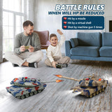 ROGALALY RC Tank Set, 1/24 Scale Army Battle Tanks with Life Indicators and Spray, 35 Mins Playtime Remote Control Military Toys, Set of 2 RC Vehicles for Kids and Adults