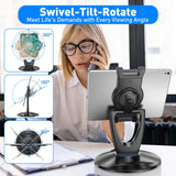 DeskLogics iPad Tablet Stand Holder for Desk - 6 inch to 13 inch - Stable, Adjustable - 360° Swivel Angle Pen Phone iPad Stand for Store, Retail Kiosk, Reception, Home Office, Gift Ideas - Black