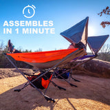 Portable Hammock with Stand, World's Best Mock ONE® Hammock, Compact Folding Framed Hammock with Adjustable Sunshade Canopy for Park, Backyard, Garden, Camping, Hiking, Mountaineering, Beaches- Orange