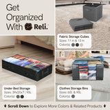 Reli. 90L Under Bed Storage Containers (8 Pack) | Closet Organizer with Clear Window | Underbed Storage Bins for Towels, Sweaters, Linens | Large Organizer for Closet (Black)