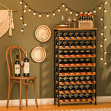 48 Bottles Floor Wine Rack with Wood Top, Freestanding Wine Bottle Organizer Shelf | 25.2''L x 10.7''W x 47.2''H Sonyabecca