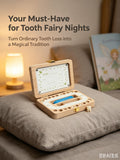 Tooth Fairy Tooth Holder, Handcrafted Natural Wood Storage Box with Fairy Gold Coin, Ideal for Baby Teeth Umbilical Cord Lanugo, Odorless Non-Toxic Keepsake Organizer for Lost Teeth (Large)