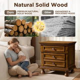 LUXOAK Fully Assembled Solid Wood Nightstand Set of 2 with Storage Drawers
